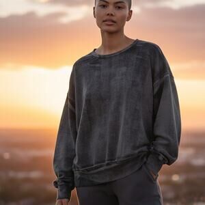 NA-KD Acid Wash Sweatshirt Gray 100% Cotton - XL